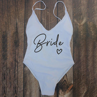 Padded Rose Gold Printed TEAM Bride Bachelor Party Swimsuits - Diva Melody