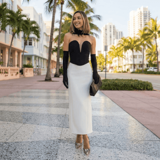 Paneled Midi Pencil Skirt - Diva Melody