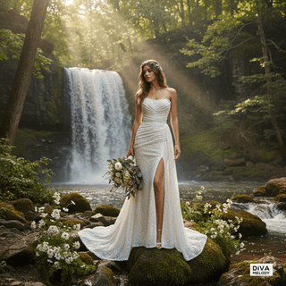 Pearl Beaded Mermaid Wedding Dress - Diva Melody