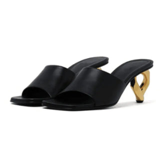 Pin - toe Sandals Fashion Square Head Shaped High Heel Slippers - Diva Melody