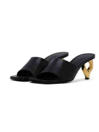 Pin - toe Sandals Fashion Square Head Shaped High Heel Slippers - Diva Melody