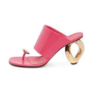 Pin - toe Sandals Fashion Square Head Shaped High Heel Slippers - Diva Melody