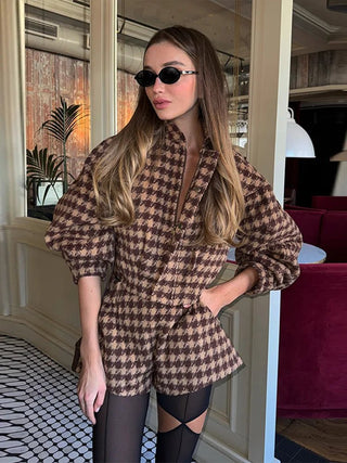 Plaid Two‑Piece Short & Jacket Set - Diva Melody