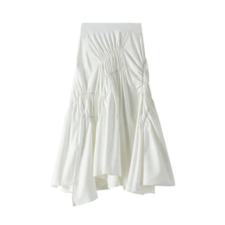 Pleated Asymmetrical A - line Mid - length Skirts - Diva Melody