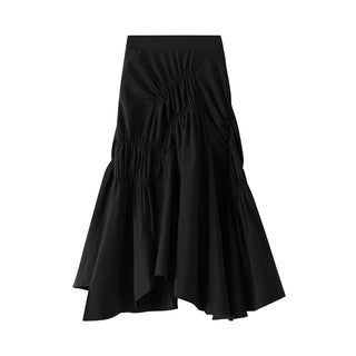 Pleated Asymmetrical A - line Mid - length Skirts - Diva Melody