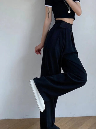 Pleated High Waist Pants Loose Wide Leg Trousers - Diva Melody