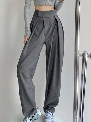 Pleated High Waist Pants Loose Wide Leg Trousers - Diva Melody