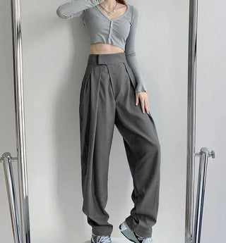 Pleated High Waist Pants Loose Wide Leg Trousers - Diva Melody