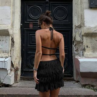 Pleated Mini Skirt & Crop Top Set - Diva Melody