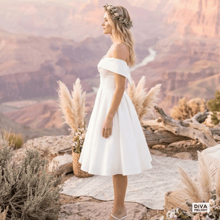 Pleated Mini Wedding Dress - Diva Melody