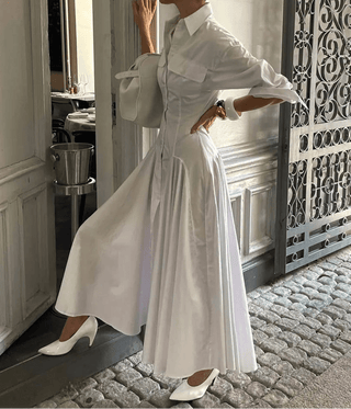 Pleated Three Quarter Sleeve Dress - Diva Melody