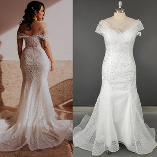 Polka Dot Lace Wedding Dress - Diva Melody