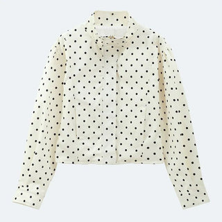 Polka Dot Print Round Neck Jacket - Diva Melody