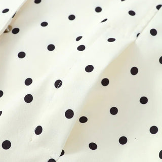 Polka Dot Print Round Neck Jacket - Diva Melody