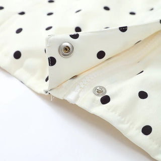 Polka Dot Print Round Neck Jacket - Diva Melody