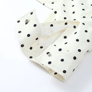 Polka Dot Print Round Neck Jacket - Diva Melody
