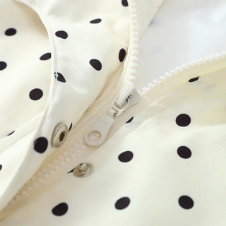 Polka Dot Print Round Neck Jacket - Diva Melody