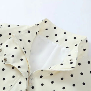 Polka Dot Print Round Neck Jacket - Diva Melody