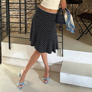 Polka Dot Ruffle Hem Wrap Skirt - Diva Melody