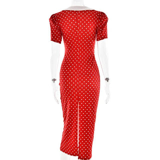Polka Dot Split Maxi Dress - Diva Melody