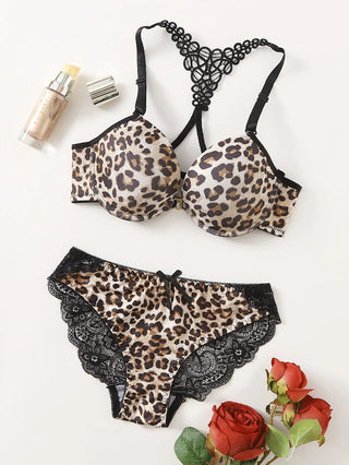 Pretty Design Fancy Lingerie Lace Leopard Print Bra Panty Sets - Diva Melody