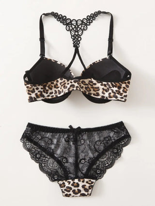 Pretty Design Fancy Lingerie Lace Leopard Print Bra Panty Sets - Diva Melody