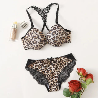 Pretty Design Fancy Lingerie Lace Leopard Print Bra Panty Sets - Diva Melody