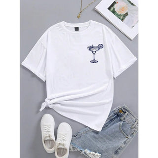 Printed Cotton Round Neck Tee - Diva Melody