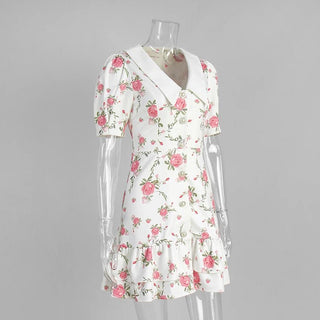 Printed Puff Sleeve Ruffle Mini Dress - Diva Melody