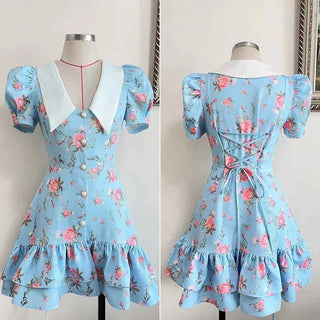 Printed Puff Sleeve Ruffle Mini Dress - Diva Melody