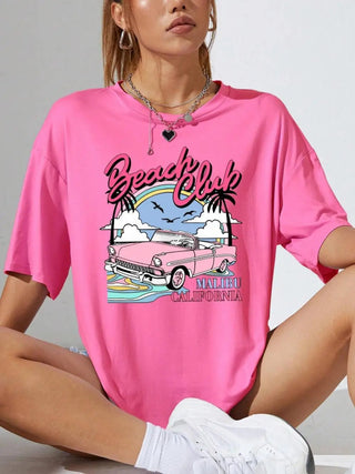 Printed Summer Beach Cotton T-Shirt - Diva Melody