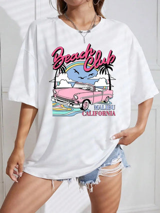 Printed Summer Beach Cotton T-Shirt - Diva Melody
