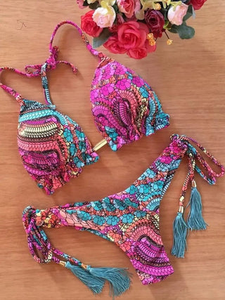 Printed Wire Free Bikinis Vacation 2 Set Swimsuit - Diva Melody