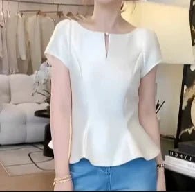 Puff Sleeve O - Neck Crop Blouse - Diva Melody