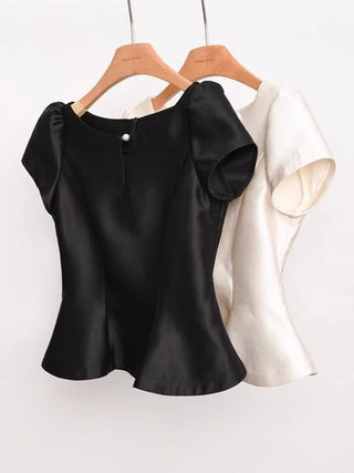 Puff Sleeve O - Neck Crop Blouse - Diva Melody