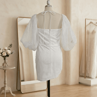 Puff Sleeves & Detachable Bow Sash Bridal Gown - Diva Melody
