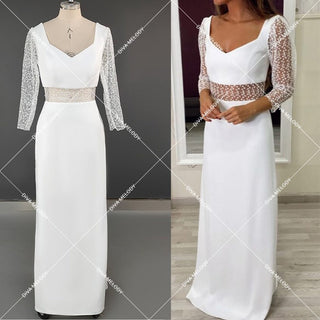 Quarter Sleeves Sheath Bridal Dress - Diva Melody