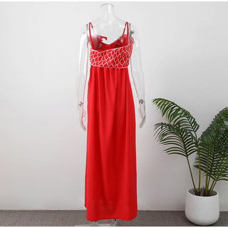 Red Fish Print Maxi Dress - Diva Melody