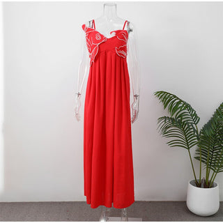 Red Fish Print Maxi Dress - Diva Melody