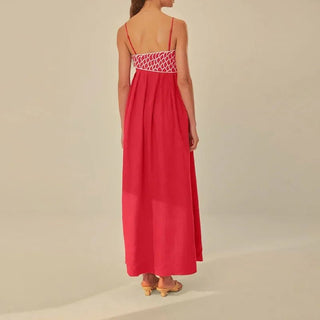 Red Fish Print Maxi Dress - Diva Melody