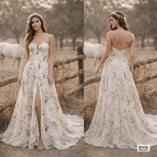Removable Sleeves Organza Wedding Dress - Diva Melody