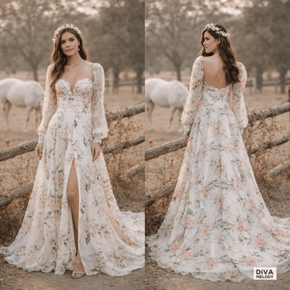 Removable Sleeves Organza Wedding Dress - Diva Melody