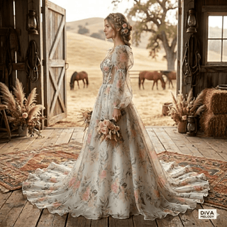 Removable Sleeves Organza Wedding Dress - Diva Melody