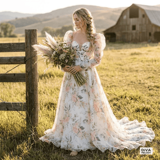 Removable Sleeves Organza Wedding Dress - Diva Melody