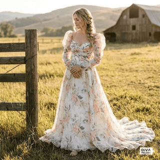 Removable Sleeves Organza Wedding Dress - Diva Melody