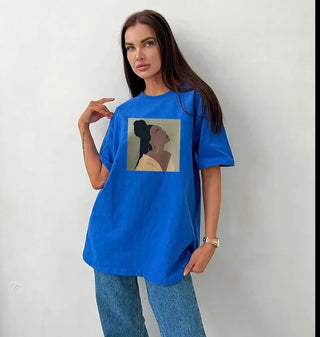 Retro Graphic Printed Loose Casual T-shirts - Diva Melody