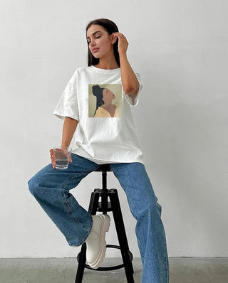 Retro Graphic Printed Loose Casual T-shirts - Diva Melody