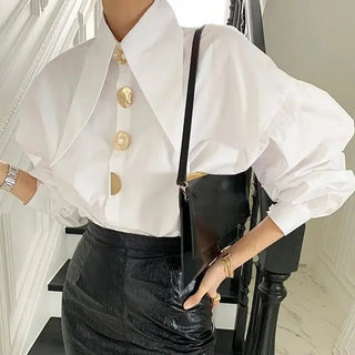 Retro Loose Turn Down Collar Elegant Shirts Blouse - Diva Melody