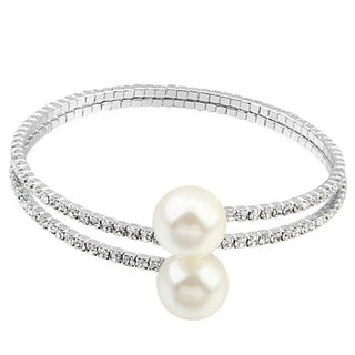Rhinestone & Faux Pearl Cuff Bracelet - Diva Melody