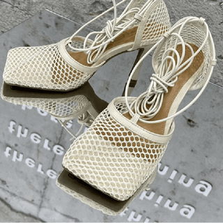 Rhinestone Mesh Lace - Up Heels - Diva Melody